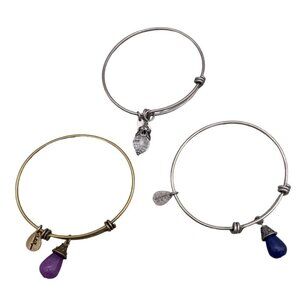 Bella Ryann Set of Three Expandable Birth Charm Crystal Cuff Bangle Bracelets